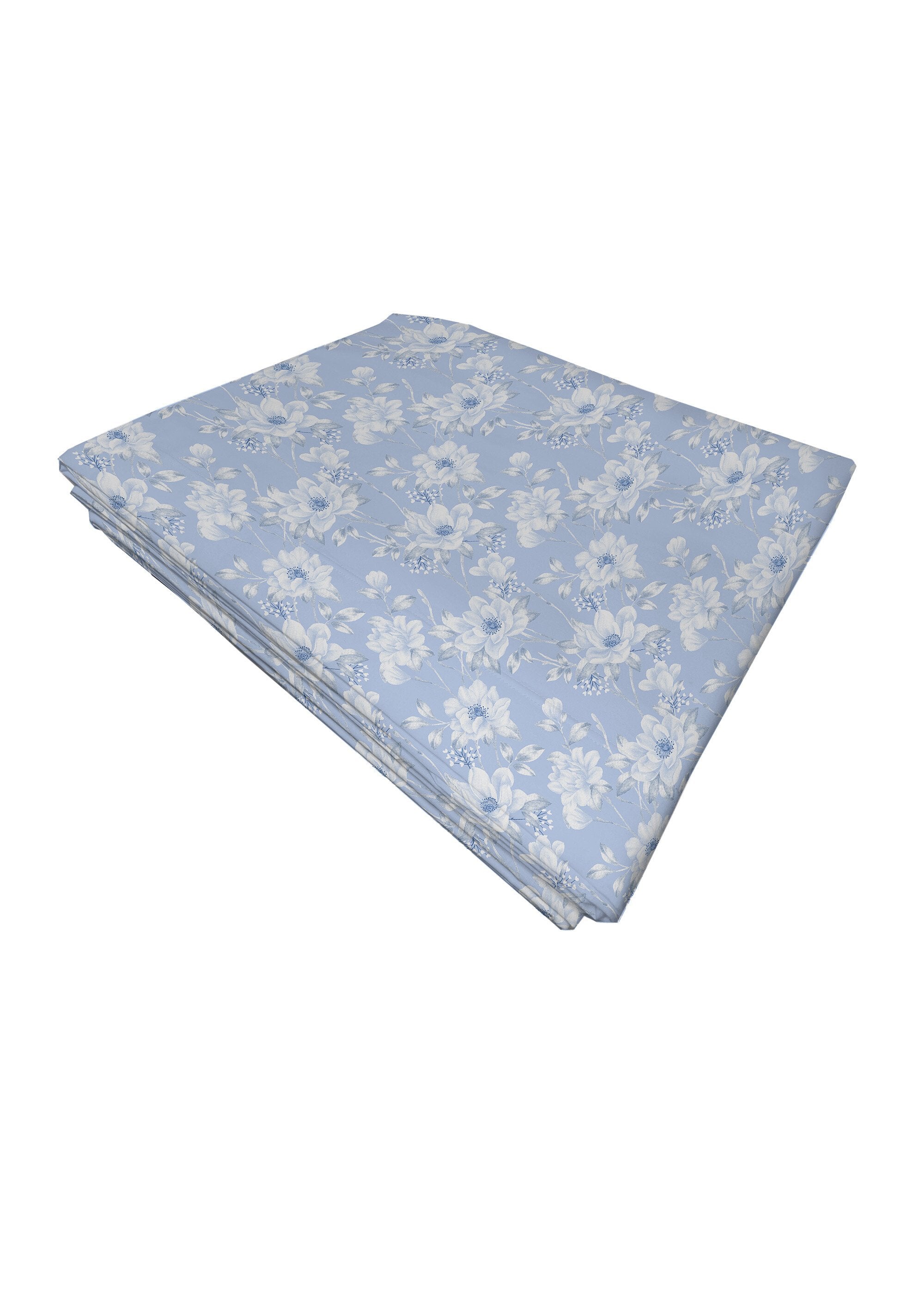 Flat_sheet_with_floral_print_in_cotton_flannel_Blue_FA1_slim