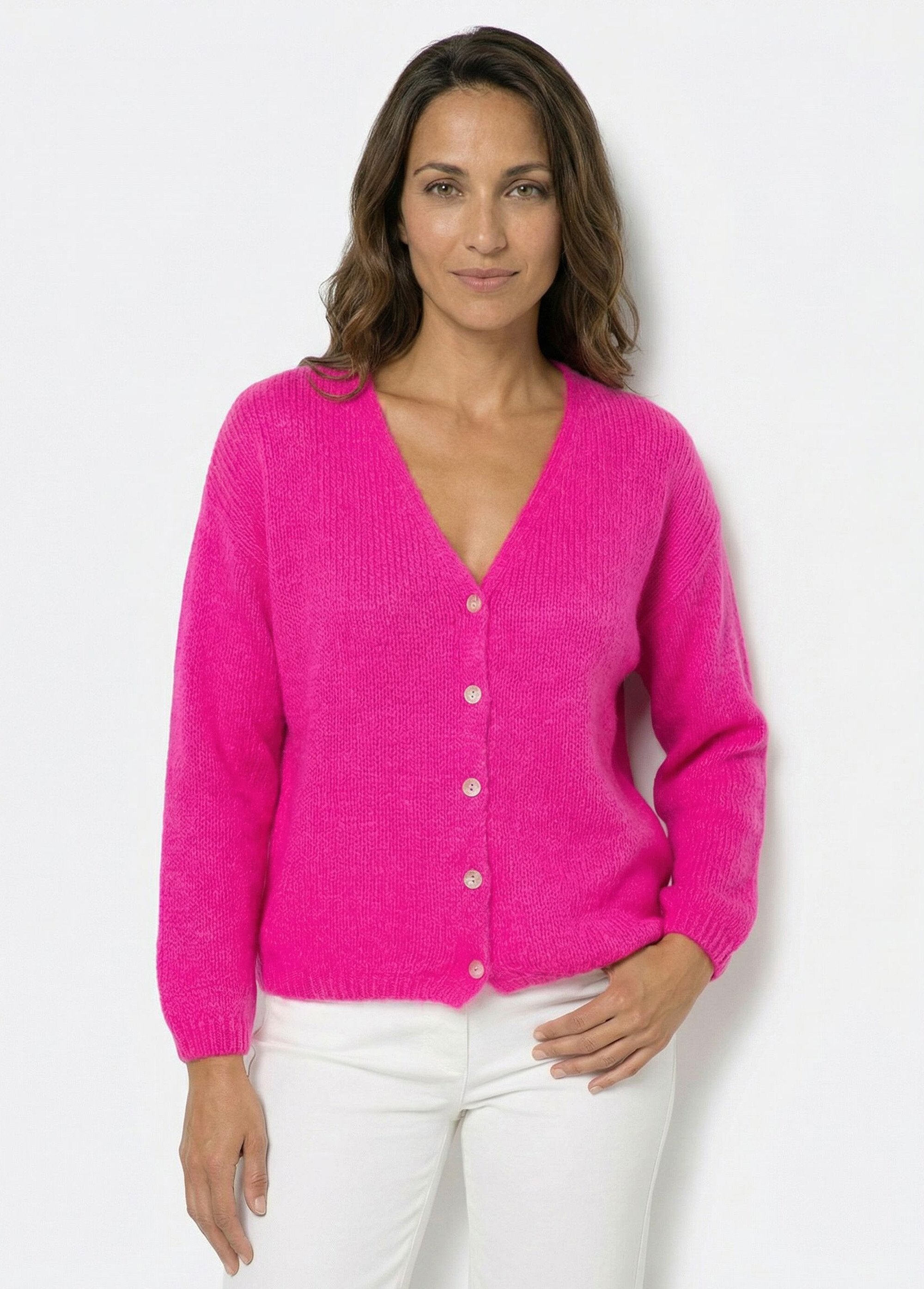 Warm_V-neck_mohair_knit_cardigan_Fuchsia_rose_FA1_slim
