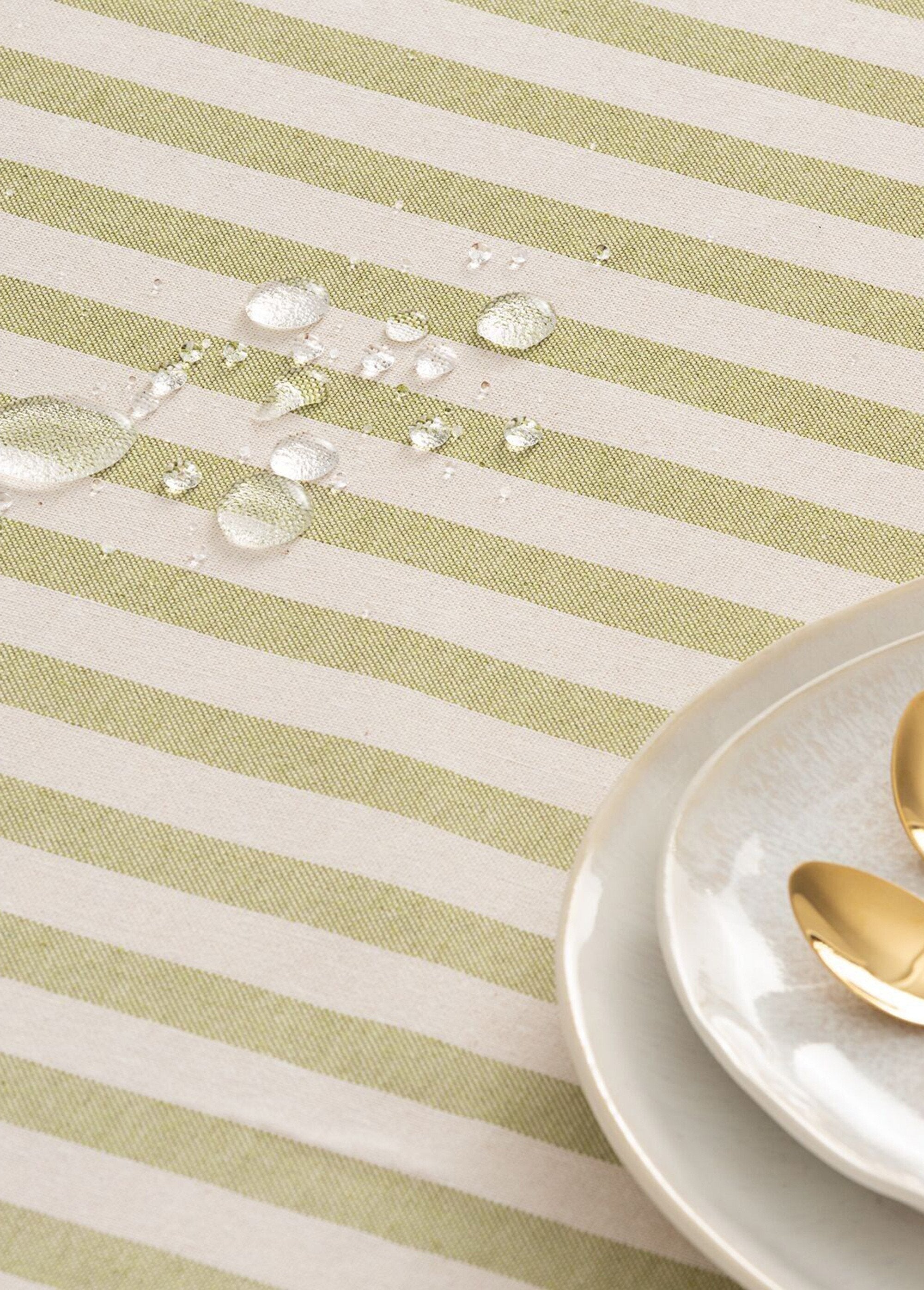 Stain-resistant_pure_cotton_tablecloth,_stripes_Olive_DE2_slim