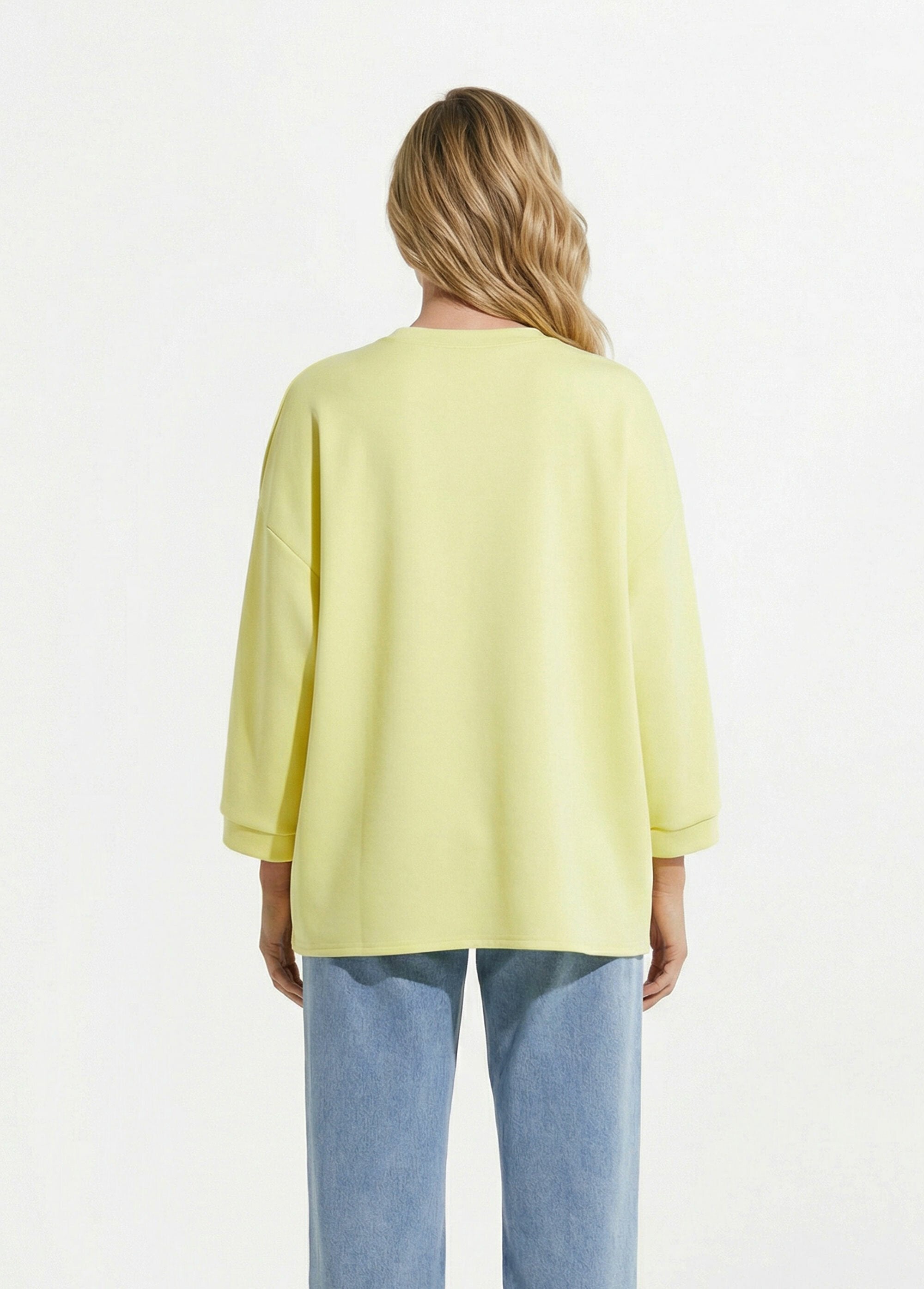 Wide_round_neck_sweatshirt,_3/4_sleeves_Light_yellow_DO1_slim