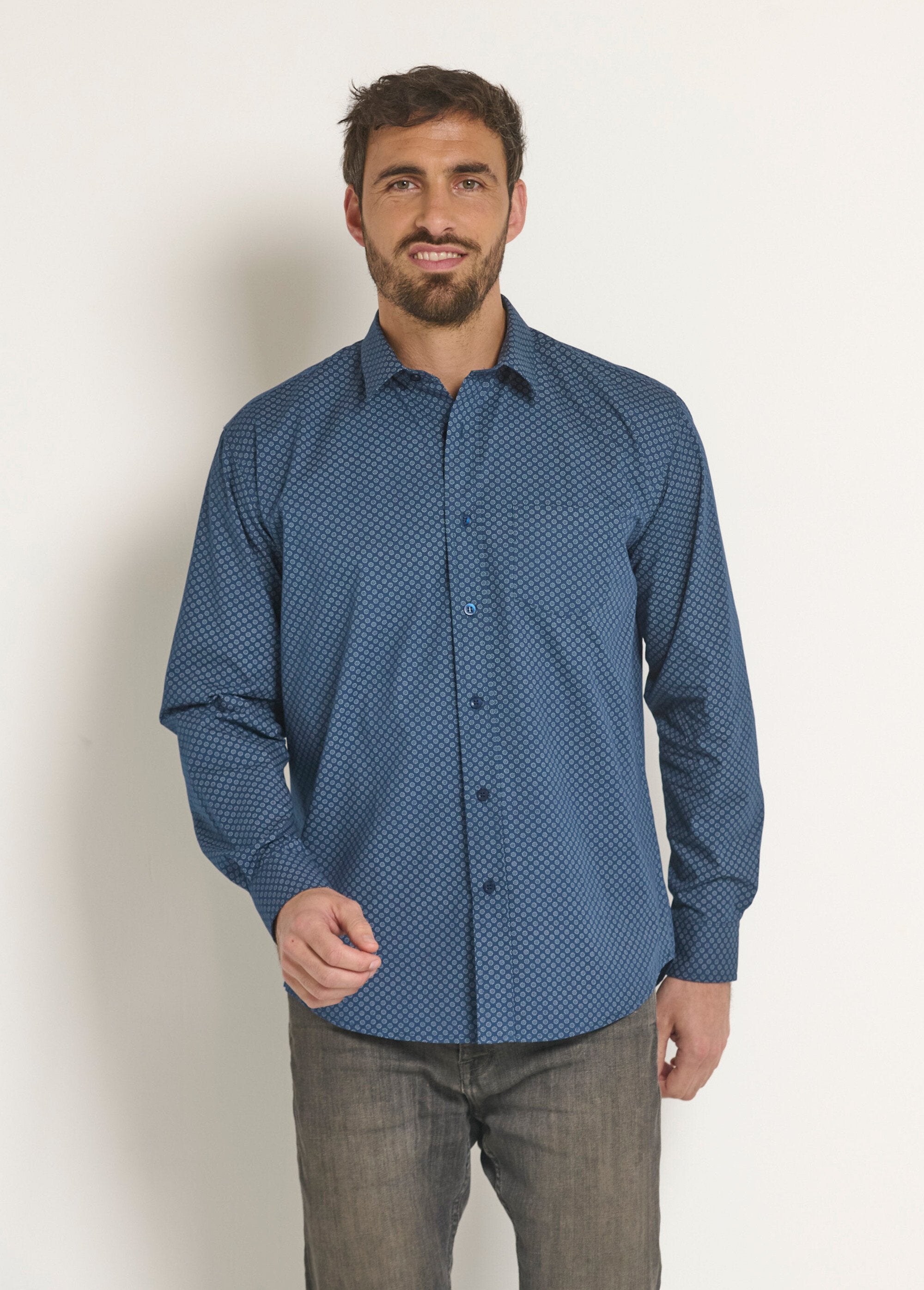 Fancy_checked_cotton_shirt_Marine_FA1_slim