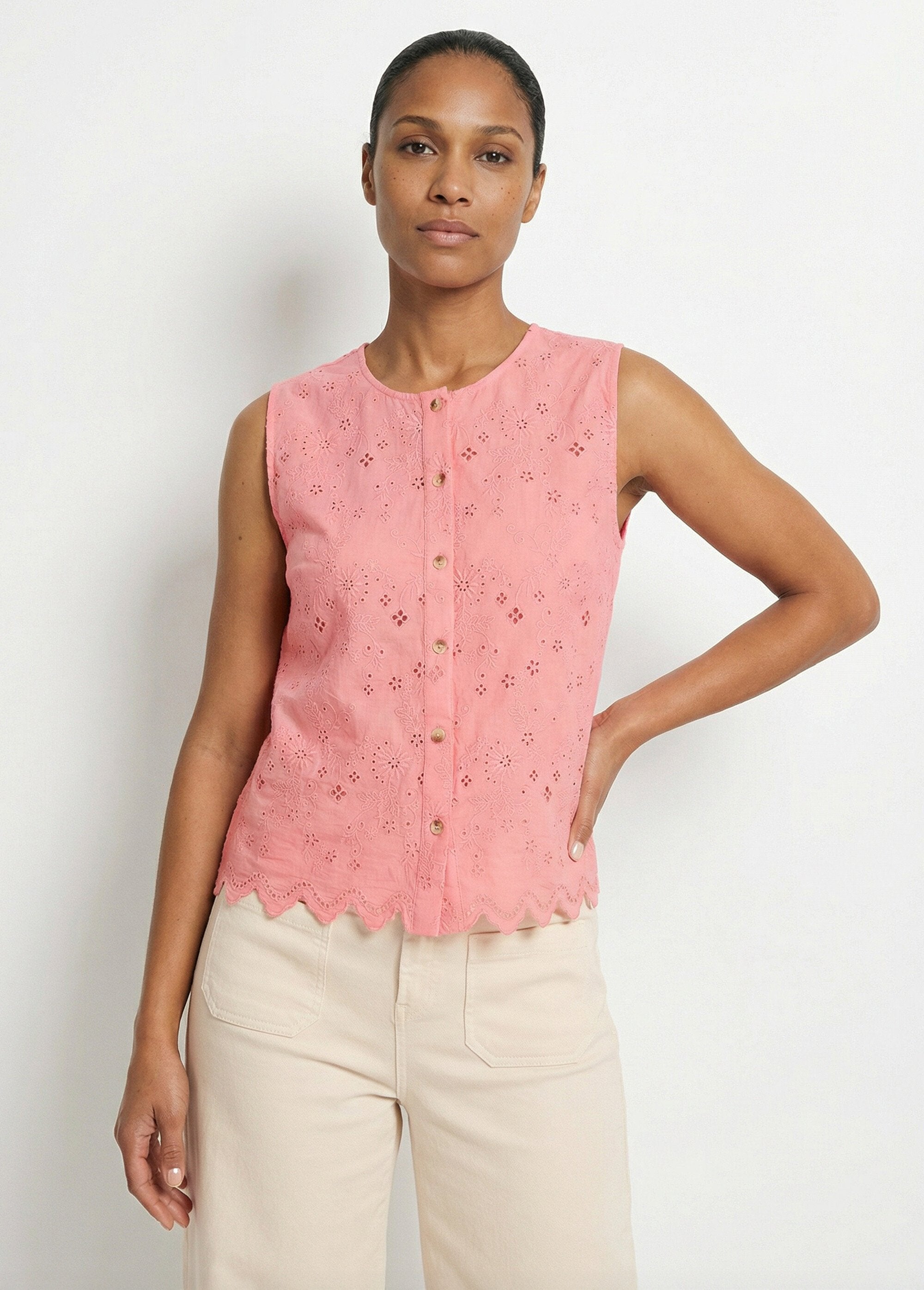 Broderie_anglaise_cotton_button-up_tank_top_Candy_pink_FA1_slim