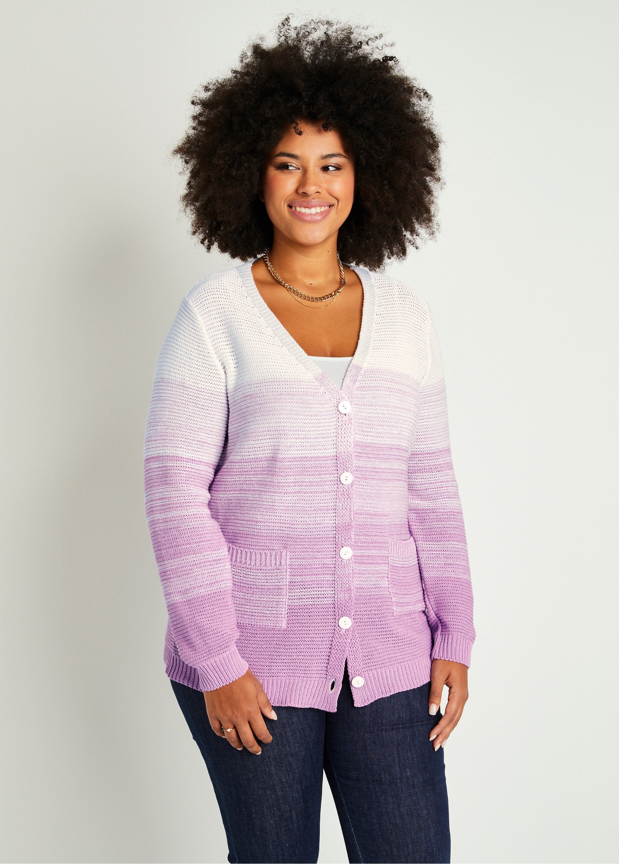 Long_V-neck_buttoned_cotton_cardigan_White_and_purple_FA1_curvy