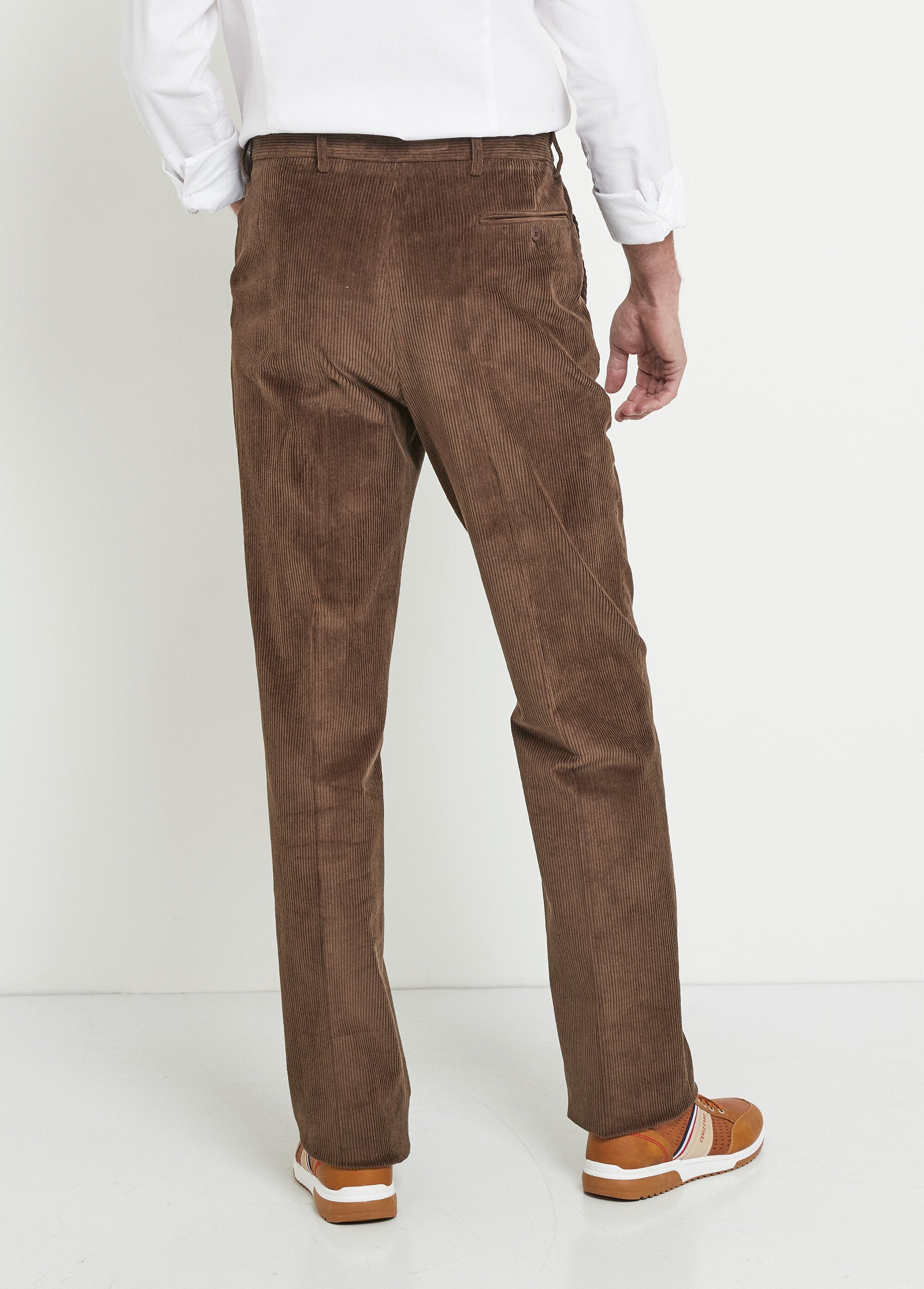 Pantalon_droit_ceinture_élastiquée_confort_Velours_marron_DO1_slim