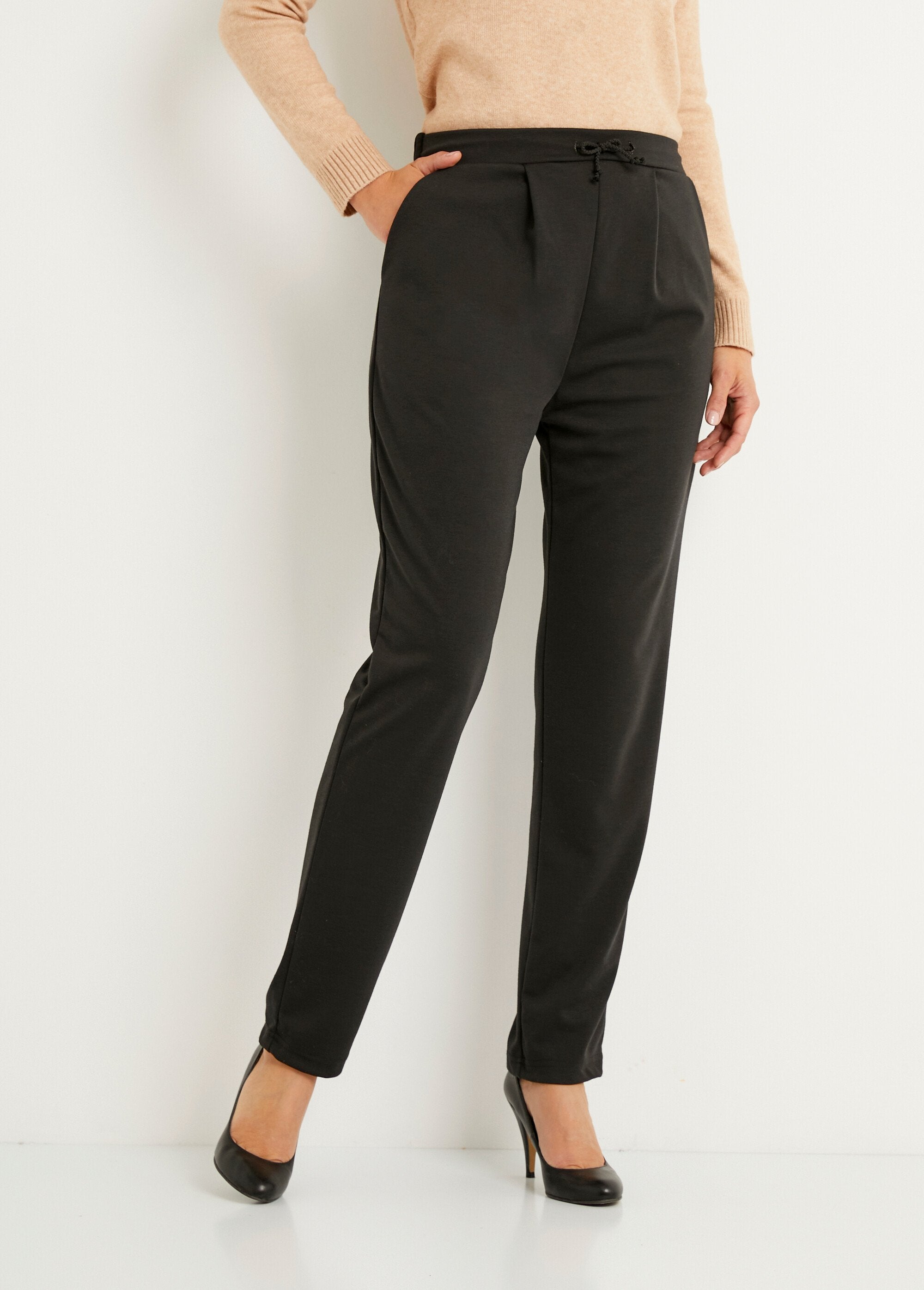 Straight-leg_stretch-knit_pants_Black_FA1_slim