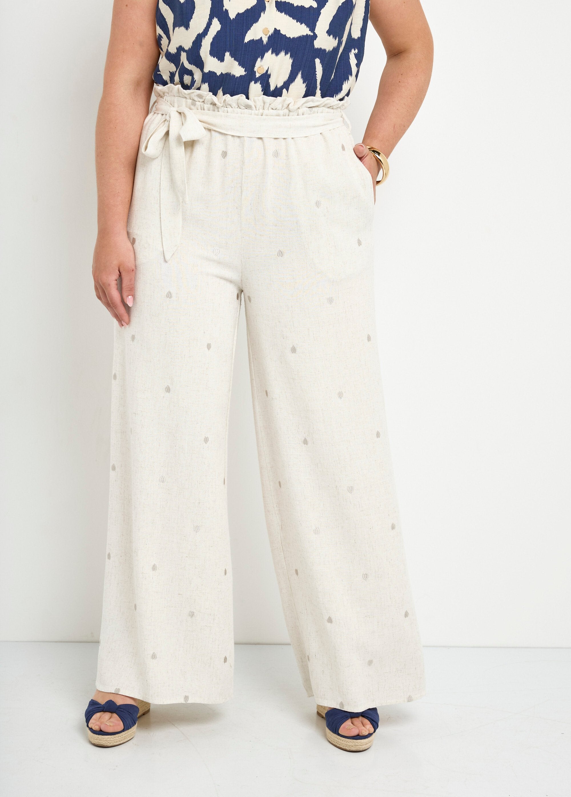 Pantalon_lin_à__broderies_avec_ceinture_Ecru_FA1_curvy