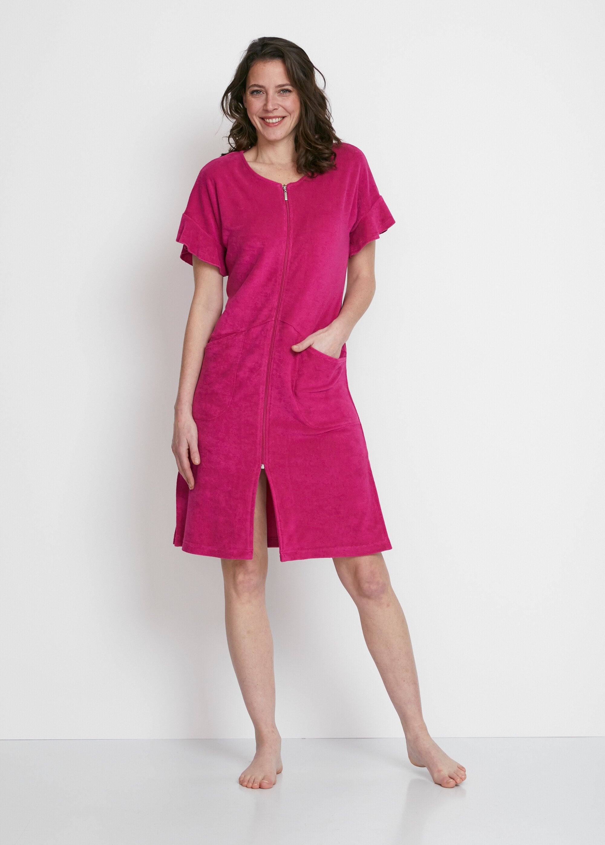 Plain_cotton_bathrobe_with_zip_Fuchsia_FA1_slim