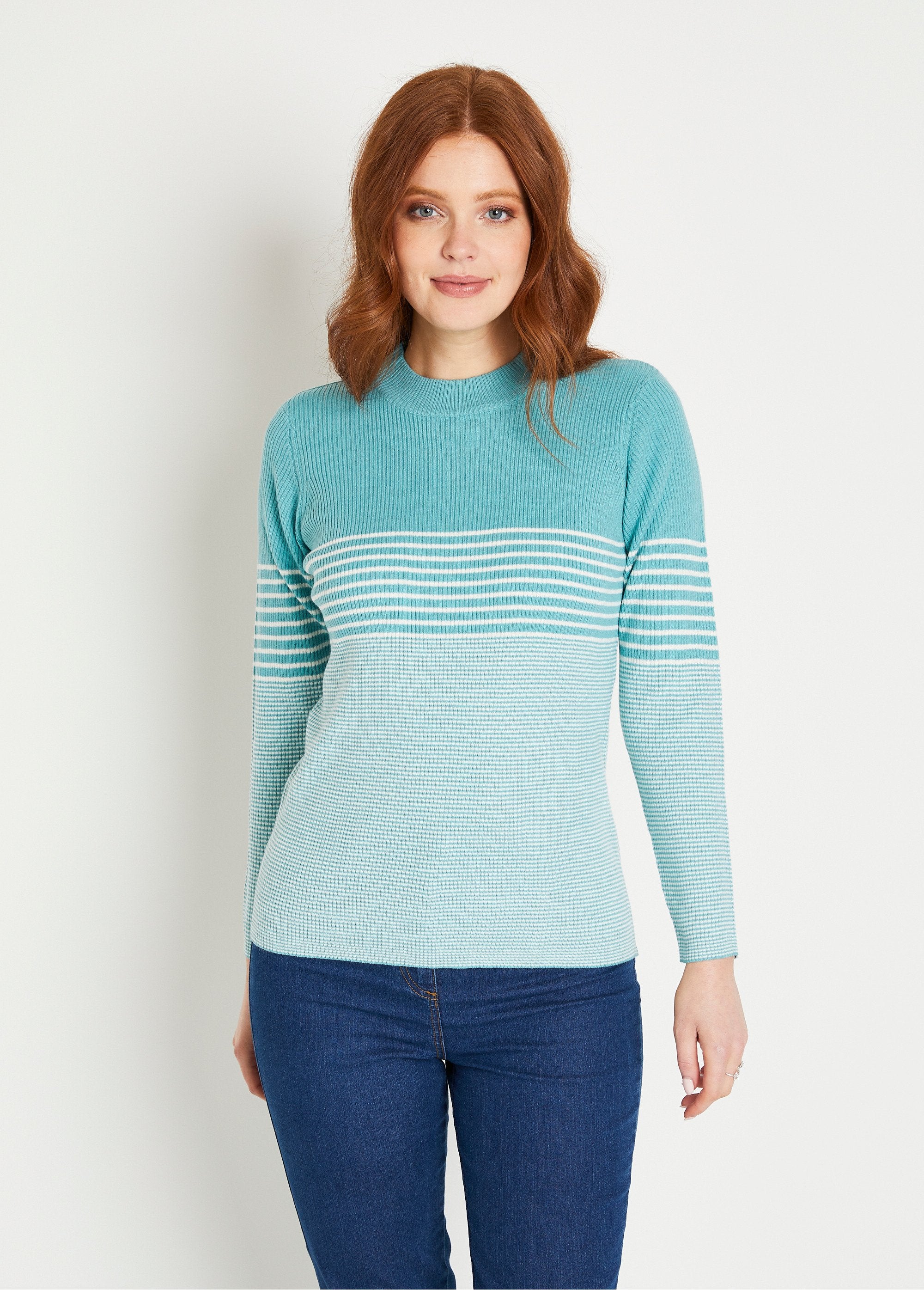 Rib-knit_high-neck_sweater_Aqua_and_ecru_FA1_slim