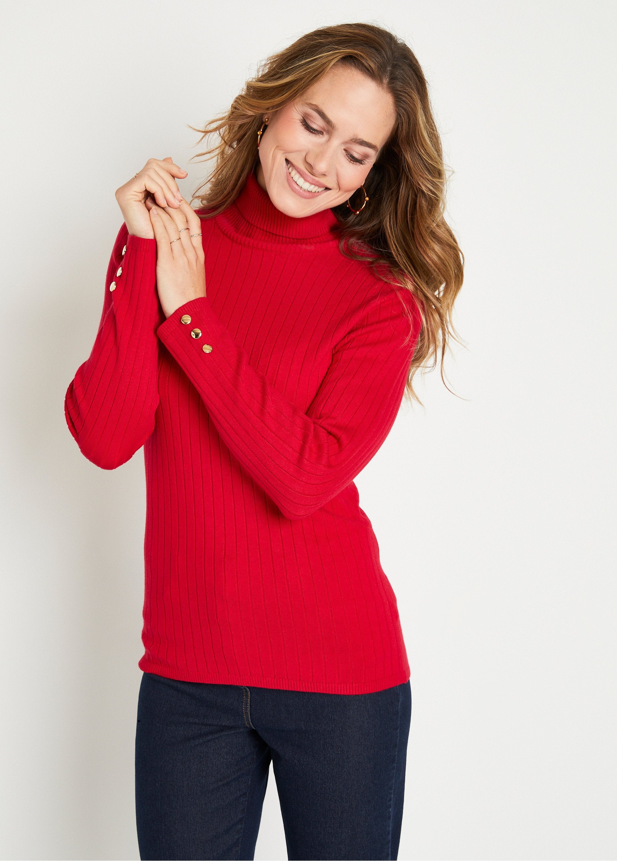 Soft_ribbed_short_turtleneck_flat_ribbed_sweater_Red_FA1_slim