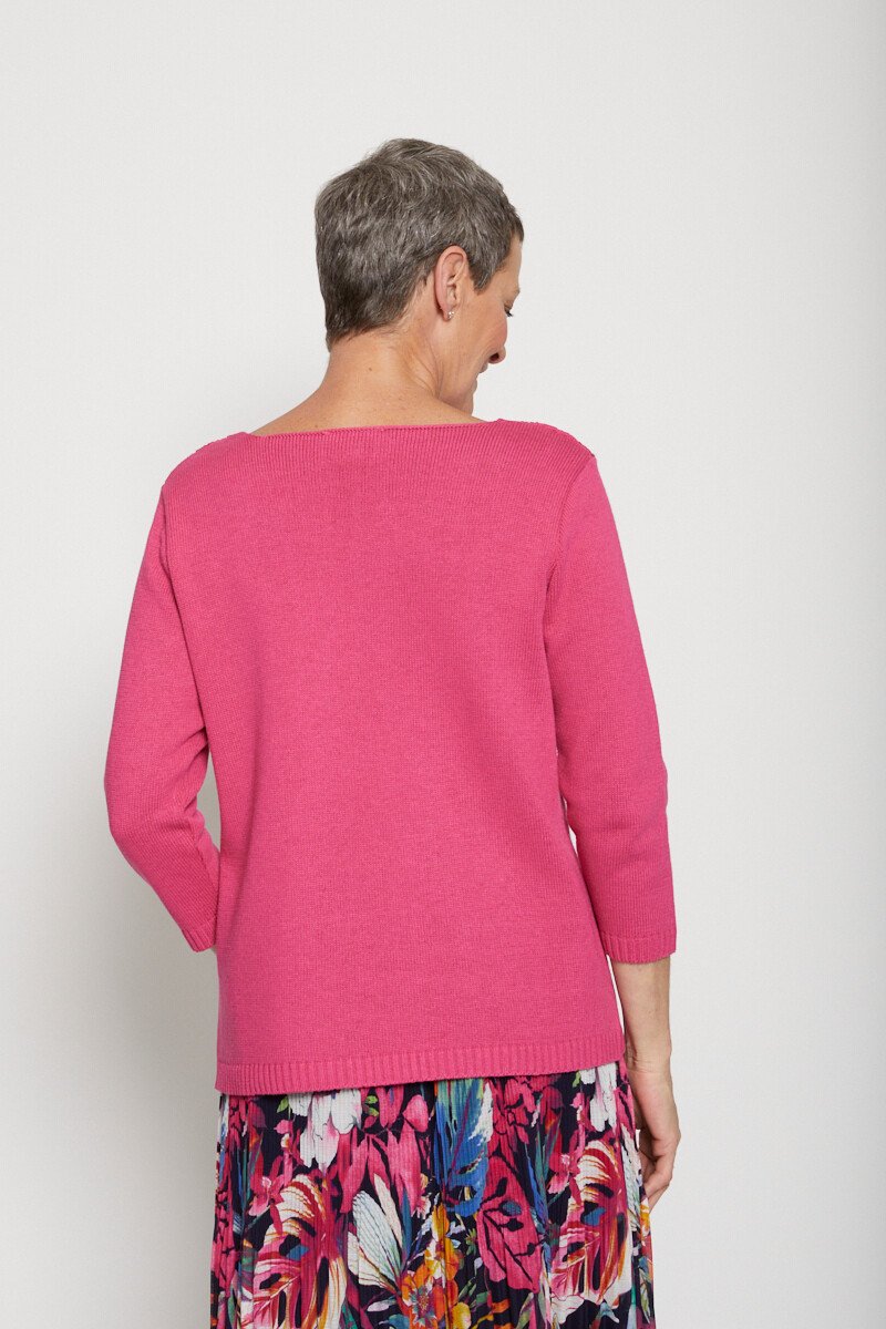 Openwork_3/4_sleeve_sweater_Fuchsia_DO1_slim