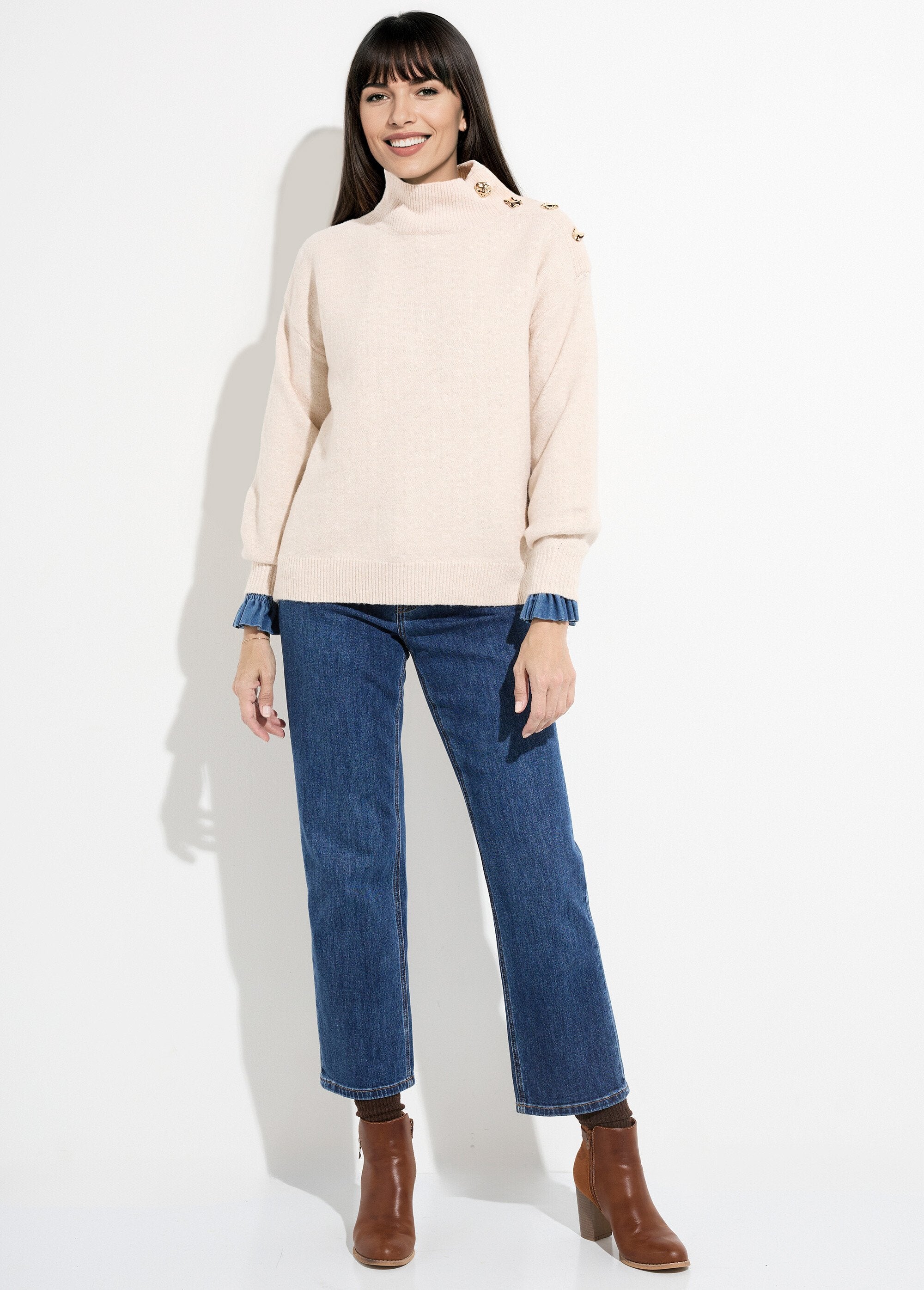 Pull_col_montant_boutons_bijou_métal_Beige_SF1_slim