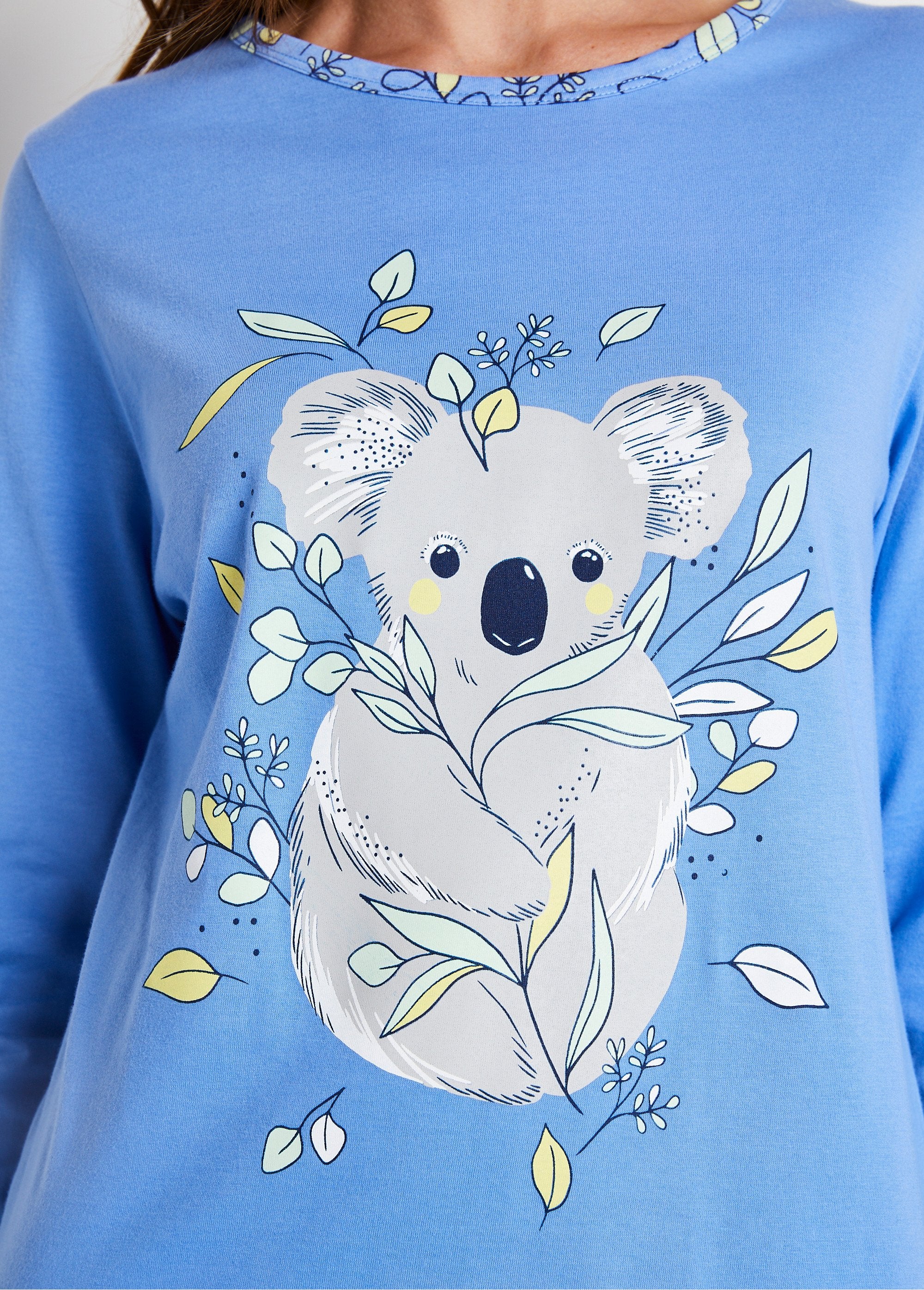 Koala_pattern_printed_cotton_pajamas_Blue_DE2_slim