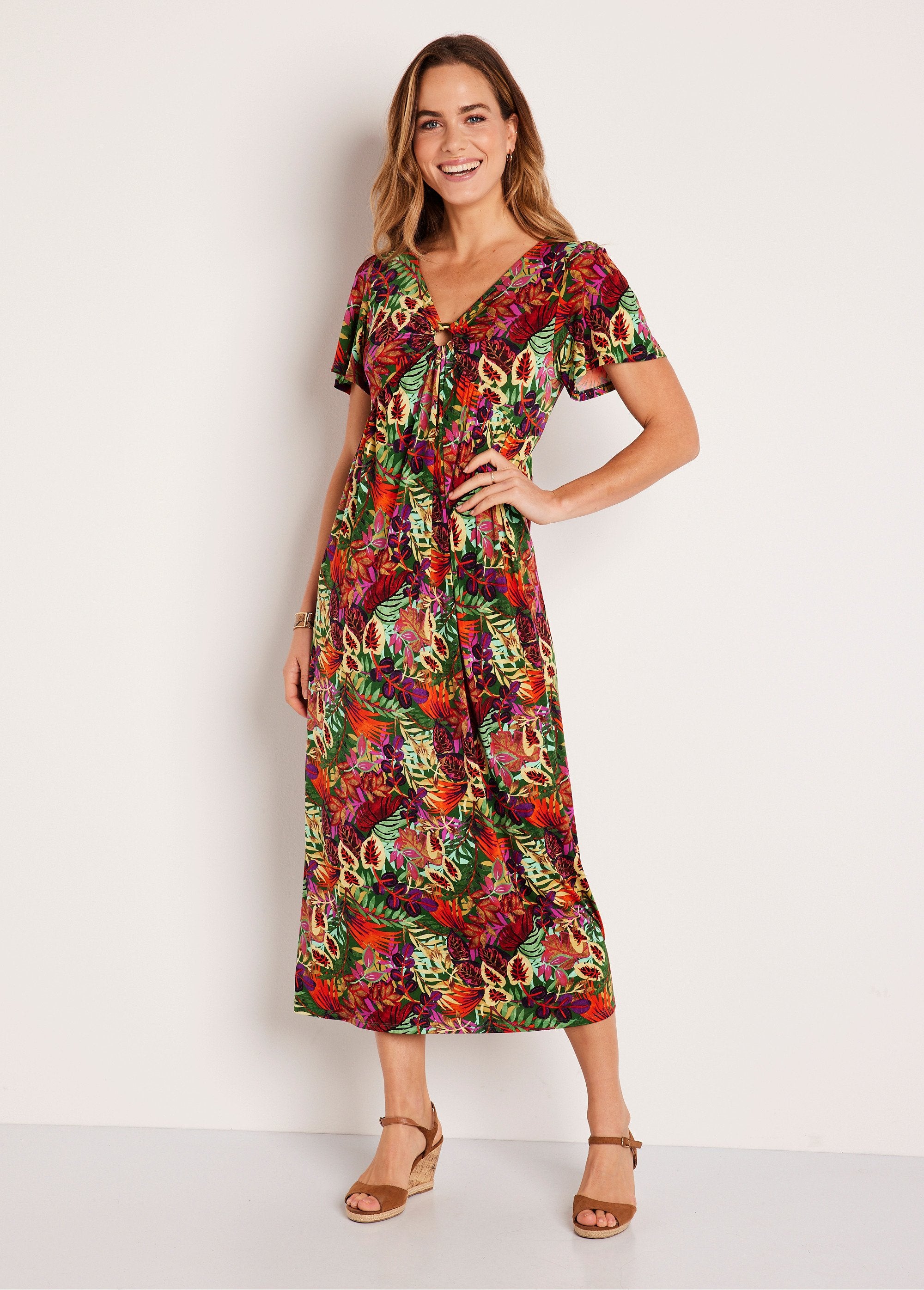 Long_flared_V-neck_jewel_printed_dress_Multicolor_FA1_slim