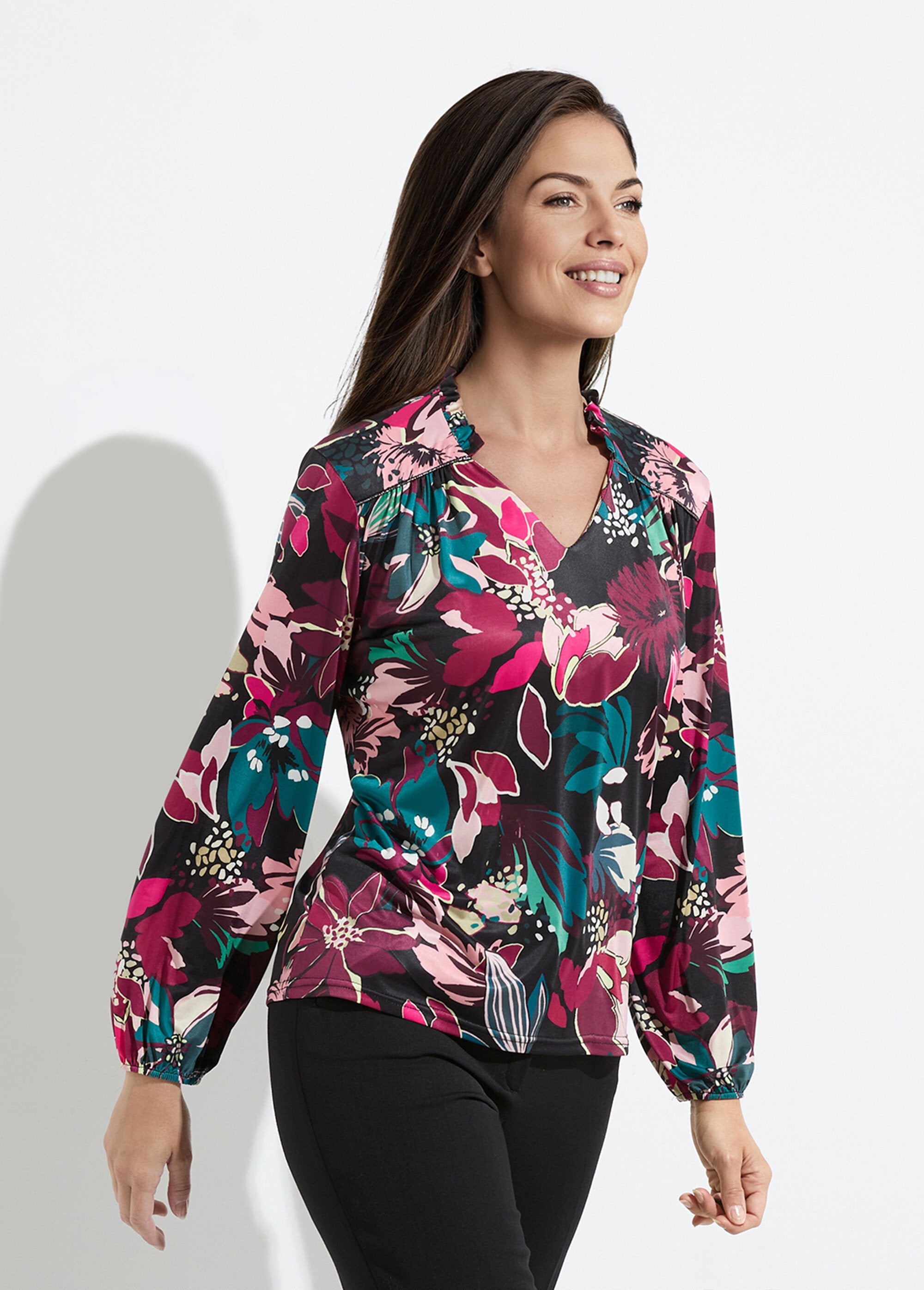 Flower_print_high_neck_T-shirt_Fuchsia_print_FA1_slim