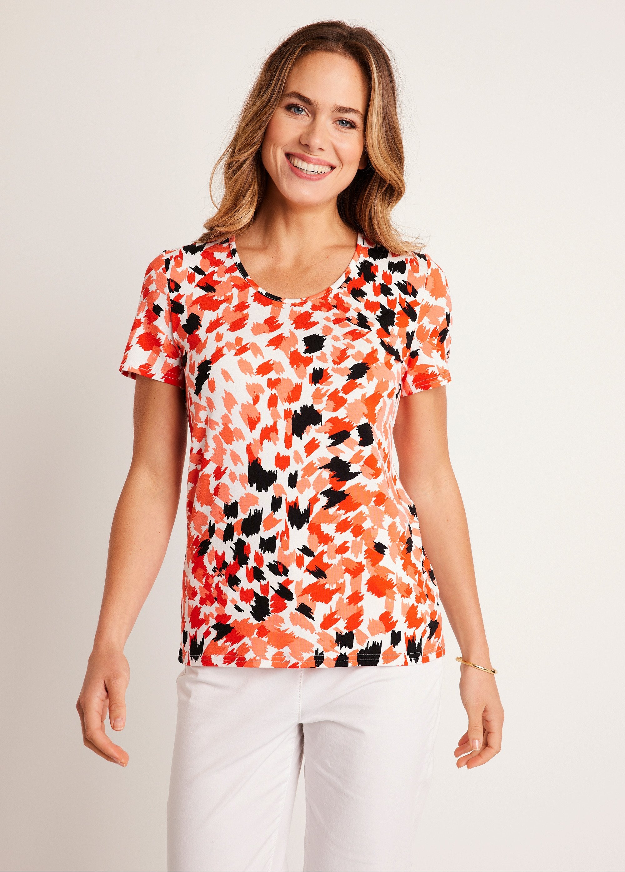 Short-sleeved_printed_cropped_t-shirt_Coral_FA1_slim