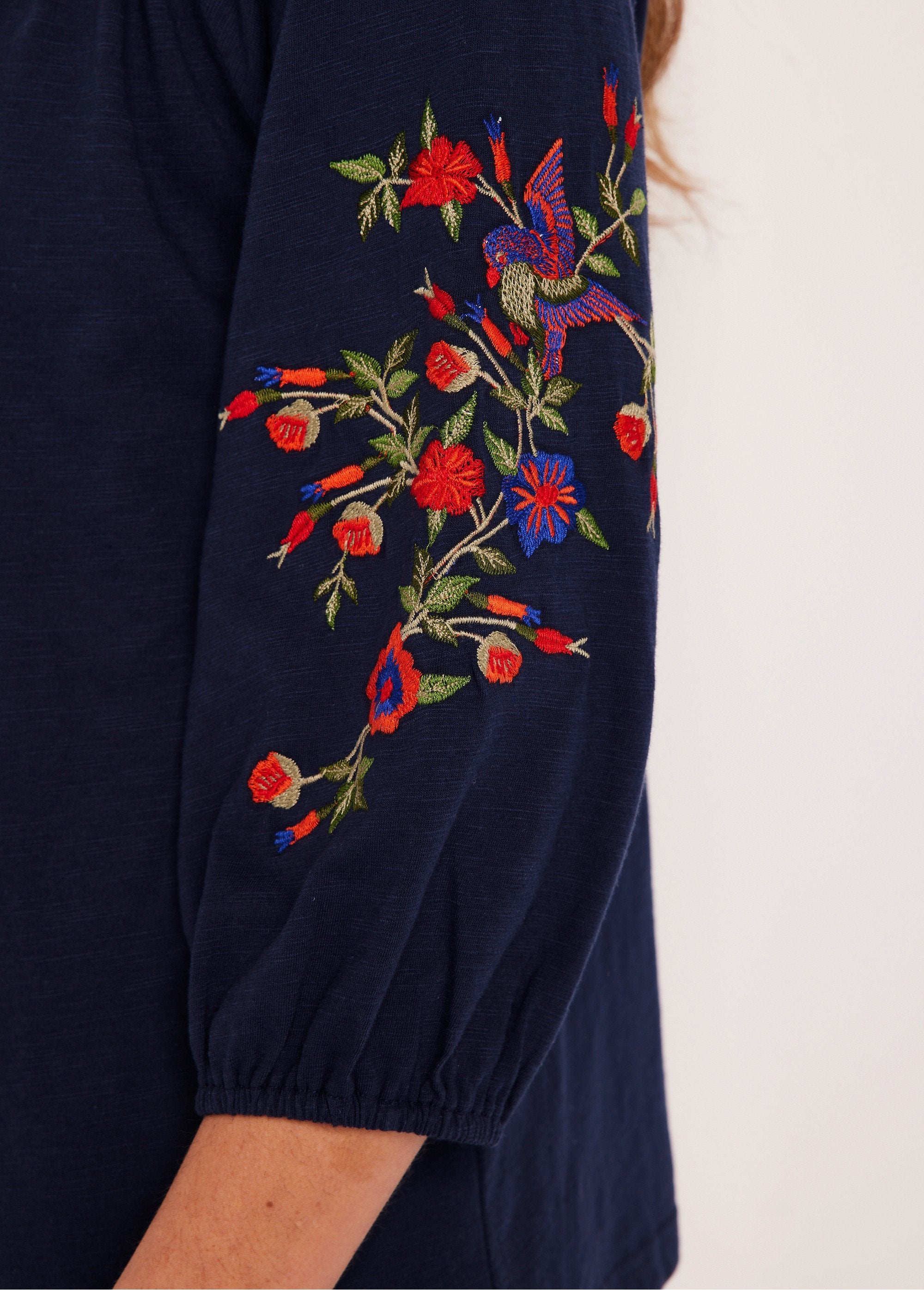 Long_embroidered_t-shirt_with_3/4_sleeves_Marine_DE2_slim