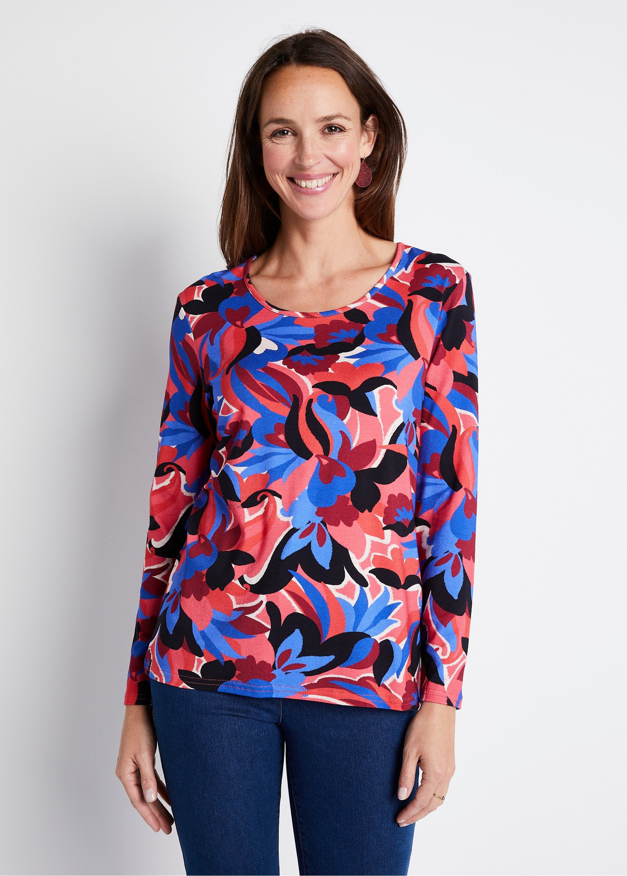 Straight_long-sleeved_printed_T-shirt_Blue_and_pink_FA1_slim