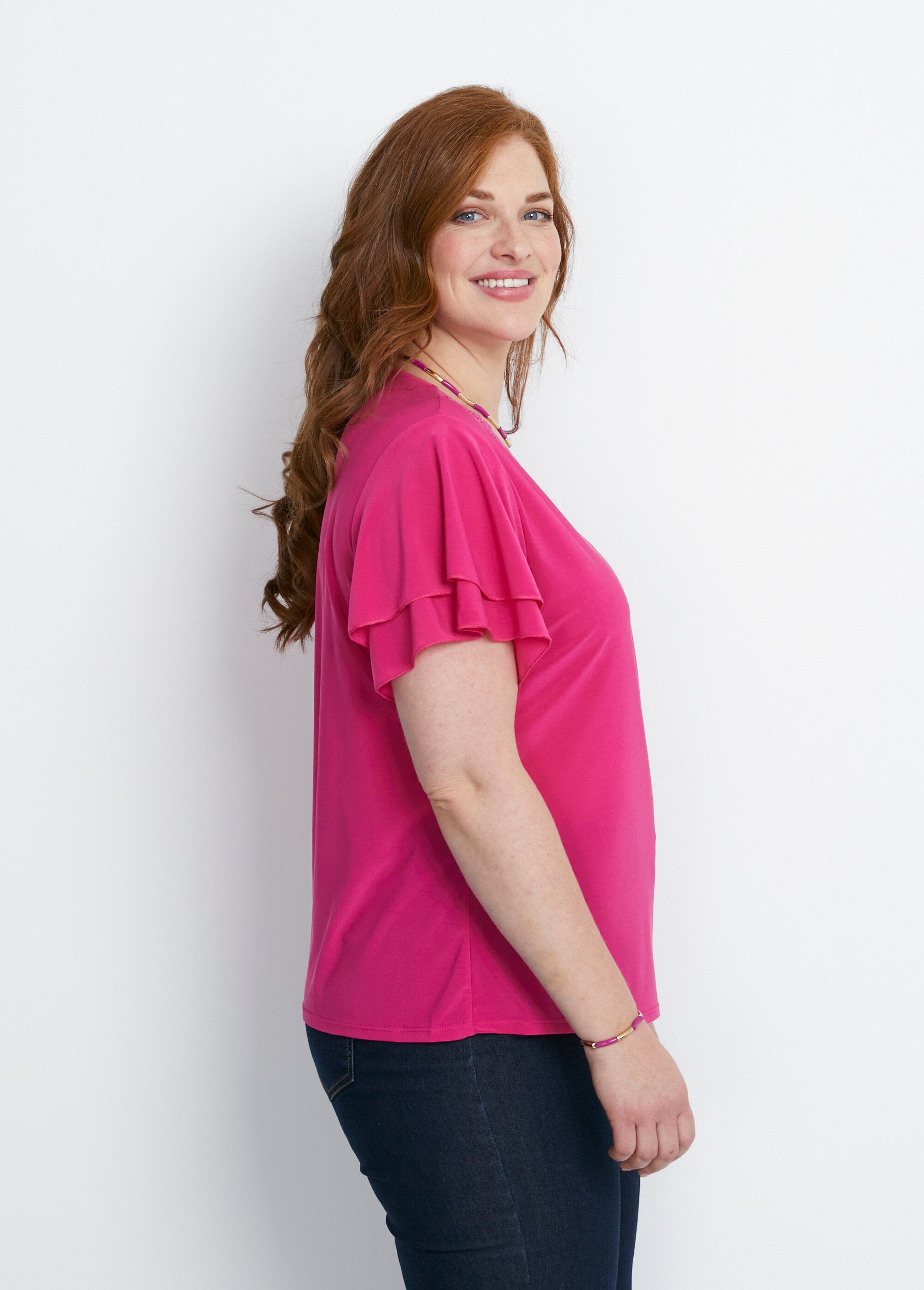 Short-sleeved_ruffled_t-shirt_Plain_fuchsia_DR1_curvy