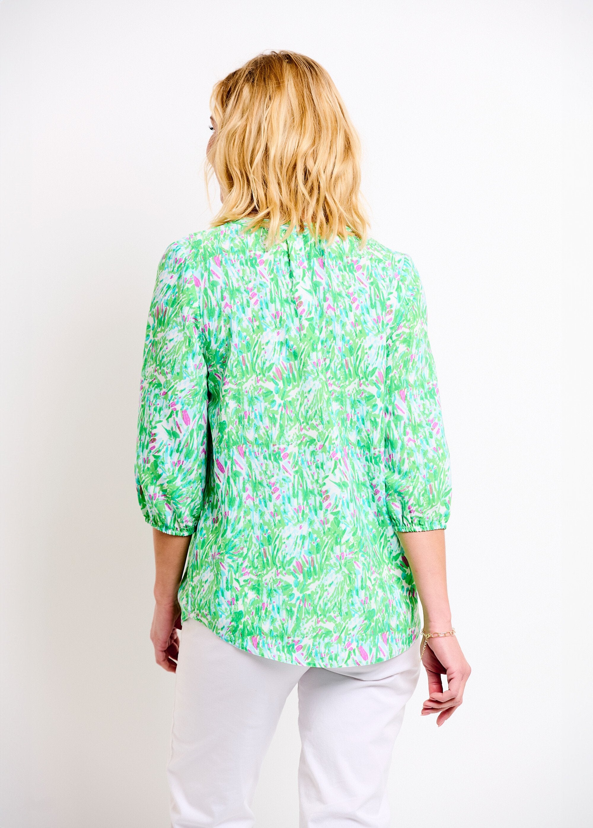 Loose_long_printed_tunic_with_3/4_sleeves_Green_print_DO1_slim