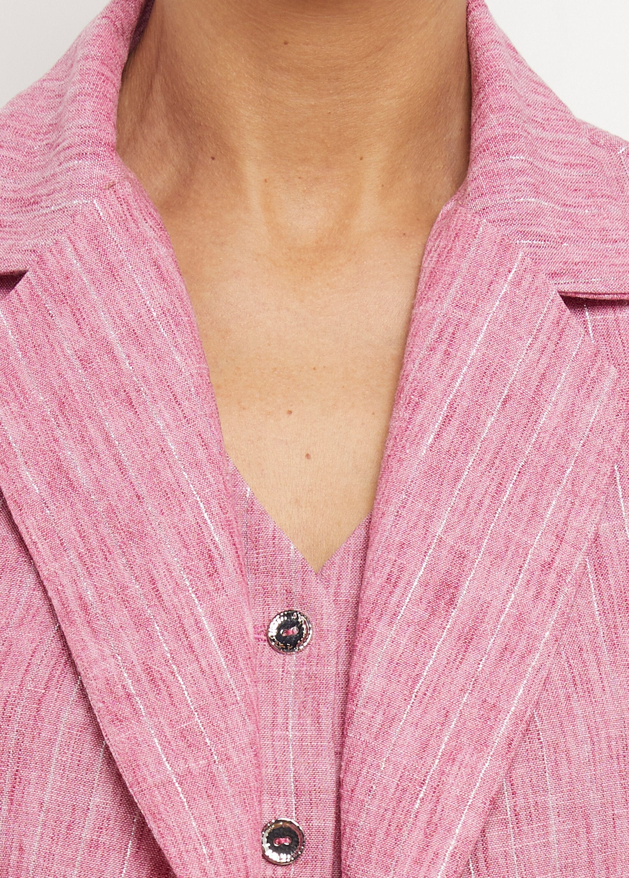 Veste_tailleur_rayée,_aspect_irrégulier_Framboise_DE2_slim